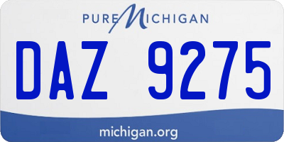 MI license plate DAZ9275