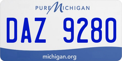 MI license plate DAZ9280