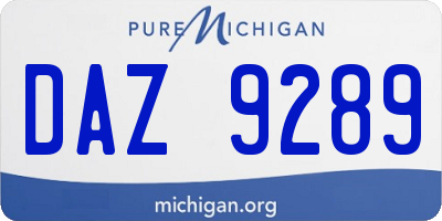 MI license plate DAZ9289