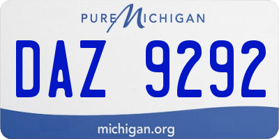 MI license plate DAZ9292