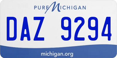 MI license plate DAZ9294