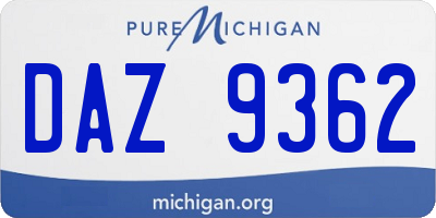 MI license plate DAZ9362