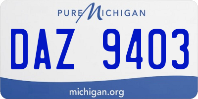 MI license plate DAZ9403