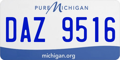 MI license plate DAZ9516