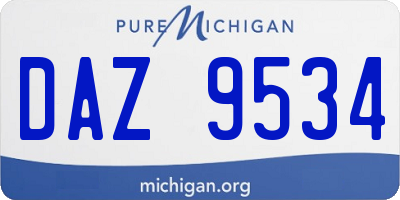 MI license plate DAZ9534