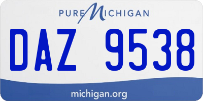 MI license plate DAZ9538