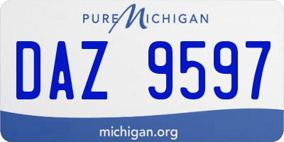 MI license plate DAZ9597