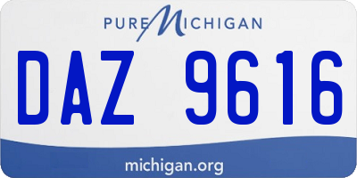 MI license plate DAZ9616