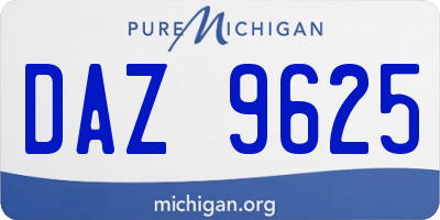 MI license plate DAZ9625