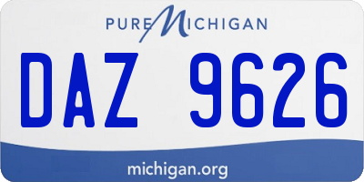 MI license plate DAZ9626