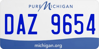 MI license plate DAZ9654