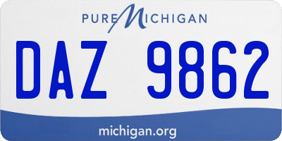 MI license plate DAZ9862