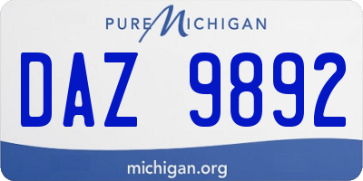 MI license plate DAZ9892