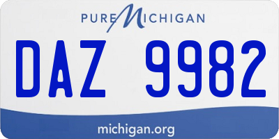 MI license plate DAZ9982