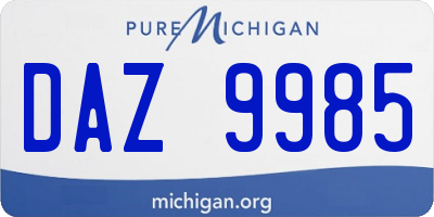 MI license plate DAZ9985