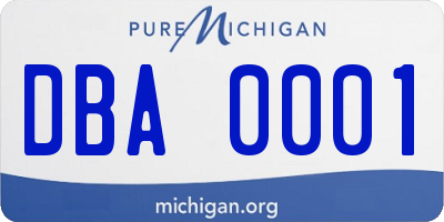 MI license plate DBA0001