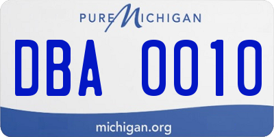 MI license plate DBA0010