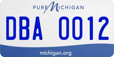 MI license plate DBA0012