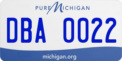 MI license plate DBA0022
