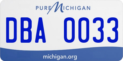 MI license plate DBA0033