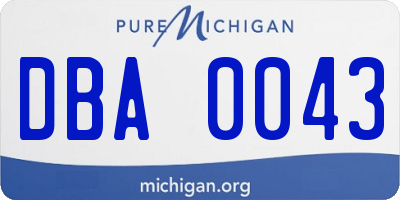 MI license plate DBA0043