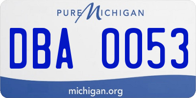 MI license plate DBA0053