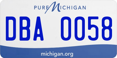 MI license plate DBA0058