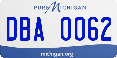 MI license plate DBA0062