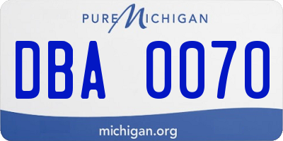 MI license plate DBA0070
