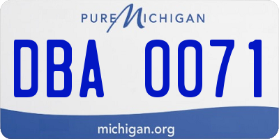 MI license plate DBA0071