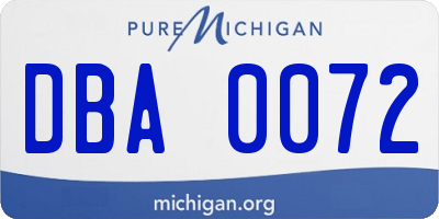 MI license plate DBA0072