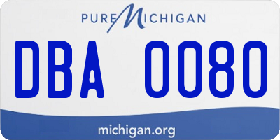 MI license plate DBA0080