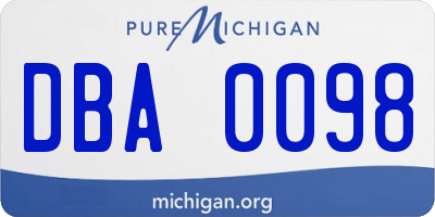 MI license plate DBA0098
