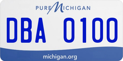 MI license plate DBA0100