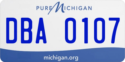 MI license plate DBA0107
