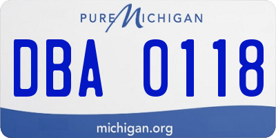 MI license plate DBA0118
