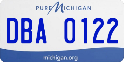 MI license plate DBA0122
