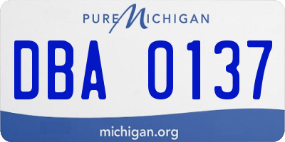 MI license plate DBA0137