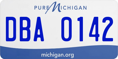 MI license plate DBA0142