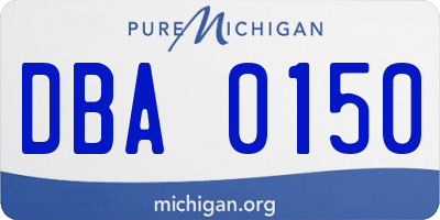 MI license plate DBA0150