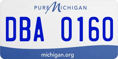 MI license plate DBA0160