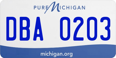 MI license plate DBA0203