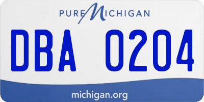 MI license plate DBA0204