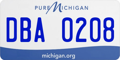 MI license plate DBA0208