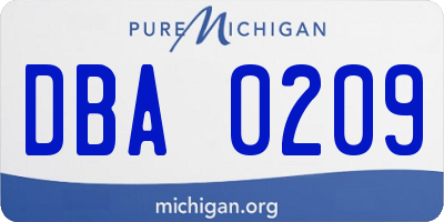 MI license plate DBA0209