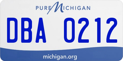 MI license plate DBA0212
