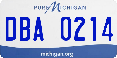 MI license plate DBA0214