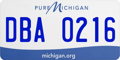 MI license plate DBA0216