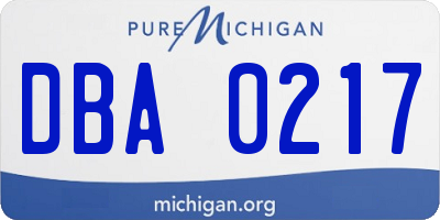 MI license plate DBA0217