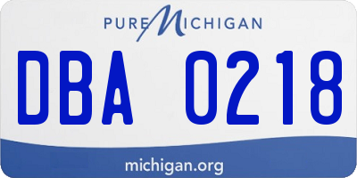 MI license plate DBA0218